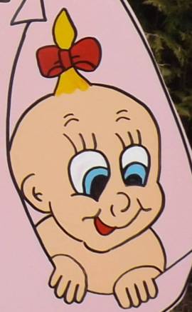 Adebar mit rosa Babywindel XXL - Bild vergr��ern 