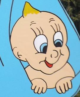 Adebar mit blauer Babywindel XXL - Bild vergr��ern 